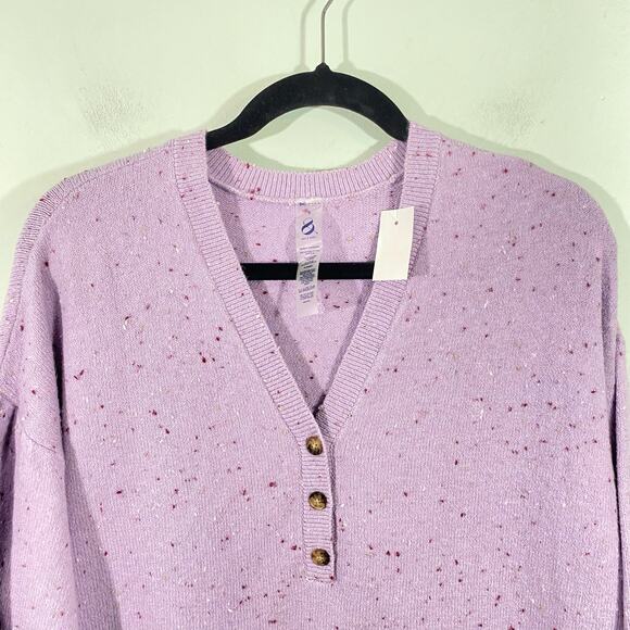 Lou & Grey Women's Lilac Flecked Henley Pullover Sweater Size S NWT - Picture 2 of 8